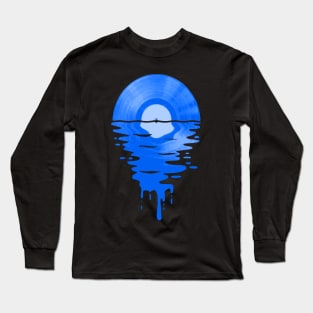 Cool Music Vinyl Record Retro Blue Long Sleeve T-Shirt